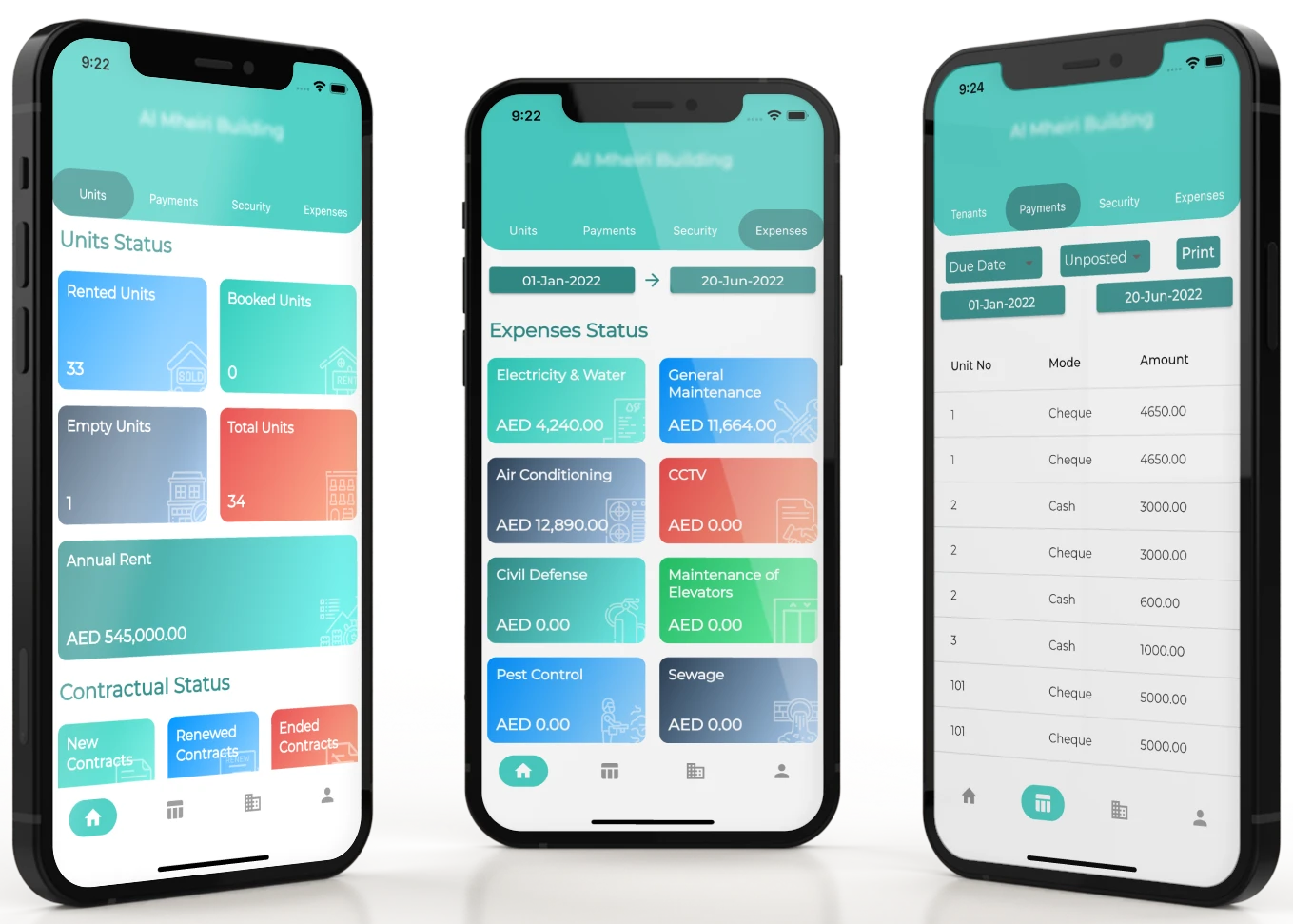 IBS Owners Gate app screens